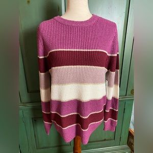 Pink Clover Striped Crew Neck Sweater Pinks Size Large (Stitch Fix)